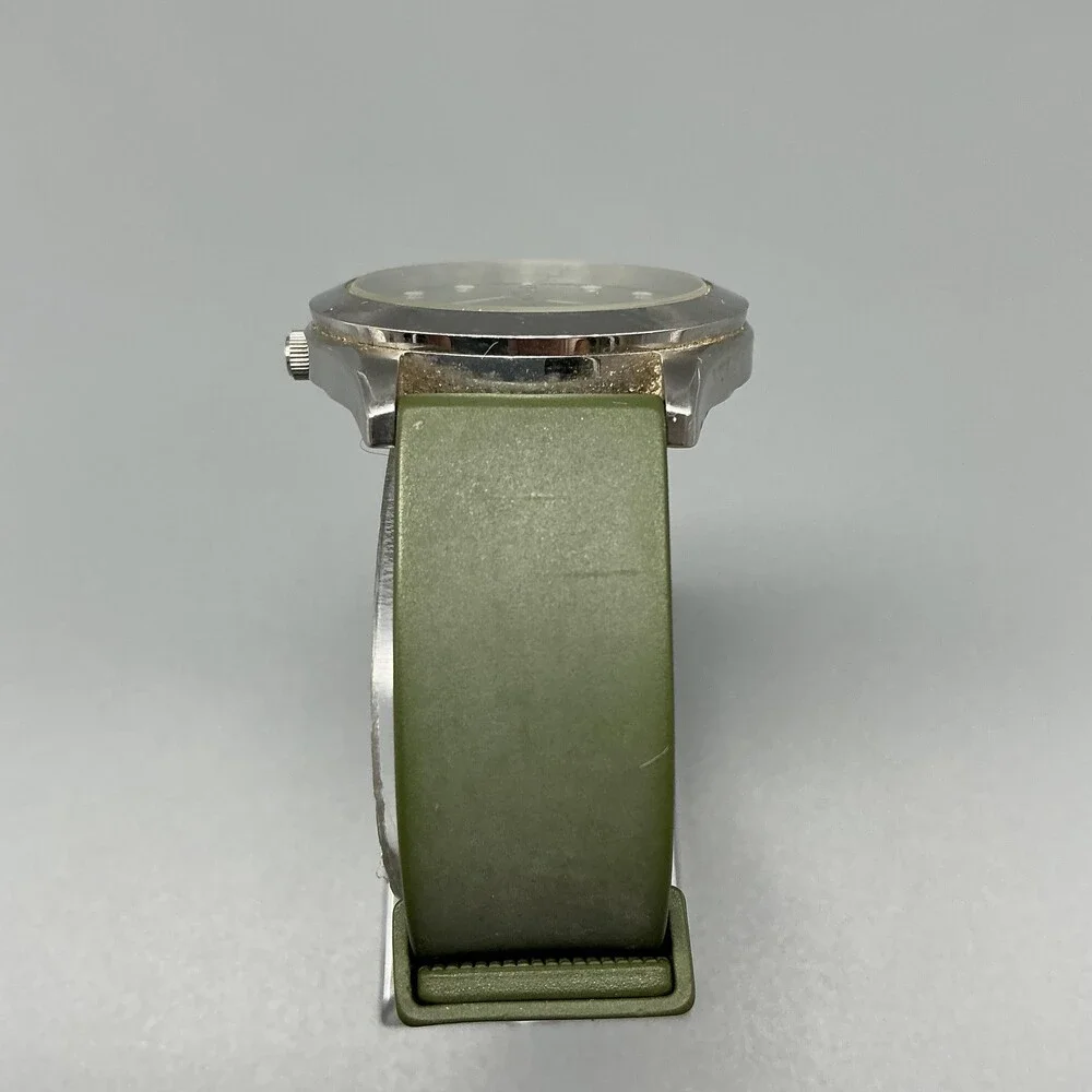 Ecclissi Women Watch 35mm Green Dial Silicone Day Date Stainless New Battery